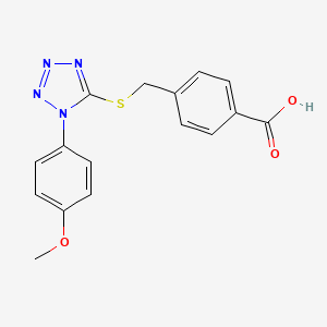 molecular formula C16H14N4O3S B5541742 4-({[1-(4-METHOXYPHENYL)-1H-1,2,3,4-TETRAZOL-5-YL]SULFANYL}METHYL)BENZOIC ACID 