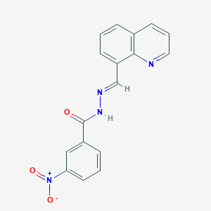 molecular formula C17H12N4O3 B5541794 3-nitro-N-[(E)-quinolin-8-ylmethylideneamino]benzamide 