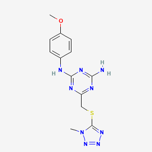 molecular formula C13H15N9OS B5541962 2-N-(4-methoxyphenyl)-6-[(1-methyltetrazol-5-yl)sulfanylmethyl]-1,3,5-triazine-2,4-diamine 