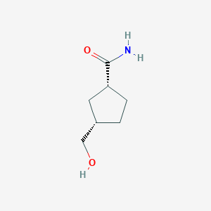 molecular formula C7H13NO2 B055421 Cyclopentanecarboxamide, 3-(hydroxymethyl)-, cis-(9CI) CAS No. 116940-85-3