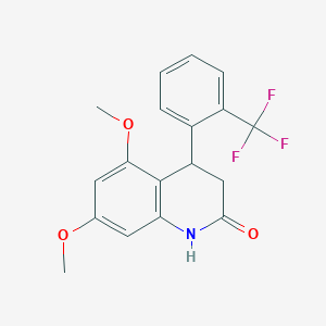 molecular formula C18H16F3NO3 B5542117 5,7-DIMETHOXY-4-[2-(TRIFLUOROMETHYL)PHENYL]-1,2,3,4-TETRAHYDROQUINOLIN-2-ONE 