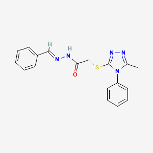 molecular formula C18H17N5OS B5542327 N-[(E)-benzylideneamino]-2-[(5-methyl-4-phenyl-1,2,4-triazol-3-yl)sulfanyl]acetamide 