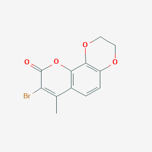 molecular formula C12H9BrO4 B5542346 8-BROMO-7-METHYL-2H,3H,9H-[1,4]DIOXINO[2,3-H]CHROMEN-9-ONE 