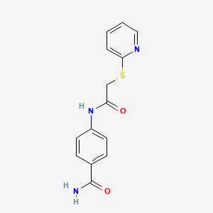 molecular formula C14H13N3O2S B5542382 4-{[2-(2-PYRIDYLSULFANYL)ACETYL]AMINO}BENZAMIDE 
