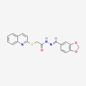 molecular formula C19H15N3O3S B5542423 N'-[(E)-(2H-1,3-BENZODIOXOL-5-YL)METHYLIDENE]-2-(QUINOLIN-2-YLSULFANYL)ACETOHYDRAZIDE 