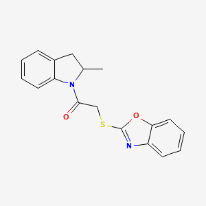 molecular formula C18H16N2O2S B5542442 2-(1,3-benzoxazol-2-ylsulfanyl)-1-(2-methyl-2,3-dihydroindol-1-yl)ethanone 