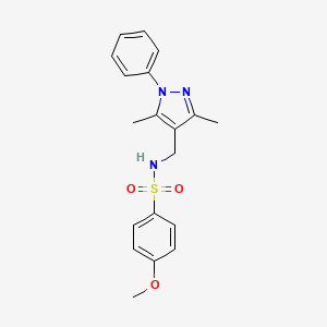 molecular formula C19H21N3O3S B5542585 N~1~-[(3,5-DIMETHYL-1-PHENYL-1H-PYRAZOL-4-YL)METHYL]-4-METHOXY-1-BENZENESULFONAMIDE 