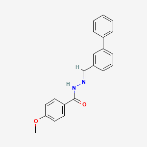 molecular formula C21H18N2O2 B5542645 4-methoxy-N-[(E)-(3-phenylphenyl)methylideneamino]benzamide 