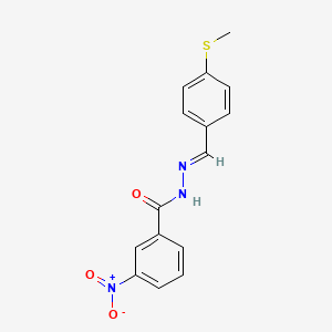 molecular formula C15H13N3O3S B5542672 N'-{(E)-[4-(methylsulfanyl)phenyl]methylidene}-3-nitrobenzohydrazide 