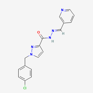 molecular formula C17H14ClN5O B5542838 1-[(4-chlorophenyl)methyl]-N-[(E)-pyridin-3-ylmethylideneamino]pyrazole-3-carboxamide 