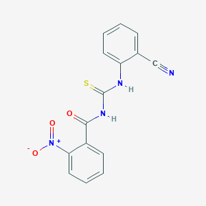 molecular formula C15H10N4O3S B5542850 N-[(2-cyanophenyl)carbamothioyl]-2-nitrobenzamide 