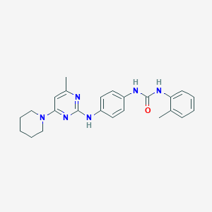 molecular formula C24H28N6O B5542917 N-(2-methylphenyl)-N'-(4-{[4-methyl-6-(1-piperidinyl)-2-pyrimidinyl]amino}phenyl)urea 