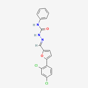 molecular formula C18H13Cl2N3O2 B5542978 1-[(E)-[5-(2,4-dichlorophenyl)furan-2-yl]methylideneamino]-3-phenylurea 