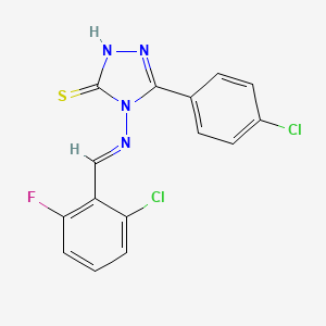 molecular formula C15H9Cl2FN4S B5543017 4-((2-CL-6-FLUOROBENZYLIDENE)AMINO)-5-(4-CHLOROPHENYL)-4H-1,2,4-TRIAZOLE-3-THIOL 