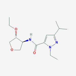 molecular formula C15H25N3O3 B5543027 N-[(3S,4R)-4-ethoxyoxolan-3-yl]-2-ethyl-5-propan-2-ylpyrazole-3-carboxamide 