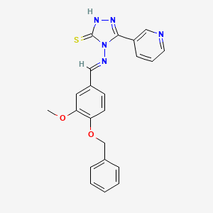 molecular formula C22H19N5O2S B5543153 4-({(E)-[4-(BENZYLOXY)-3-METHOXYPHENYL]METHYLIDENE}AMINO)-5-(3-PYRIDINYL)-4H-1,2,4-TRIAZOLE-3-THIOL 