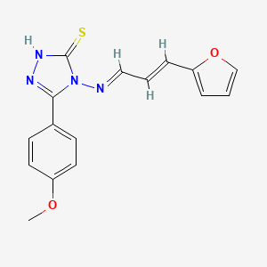 molecular formula C16H14N4O2S B5543285 4-((3-(2-FURYL)-2-PROPENYLIDENE)AMINO)-5-(4-MEO-PH)-4H-1,2,4-TRIAZOLE-3-THIOL 