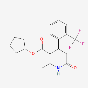 molecular formula C19H20F3NO3 B5543292 Cyclopentyl 2-methyl-6-oxo-4-[2-(trifluoromethyl)phenyl]-1,4,5,6-tetrahydropyridine-3-carboxylate 