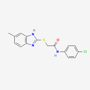 molecular formula C16H14ClN3OS B5543387 N-(4-chlorophenyl)-2-[(5-methyl-1H-1,3-benzodiazol-2-yl)sulfanyl]acetamide 