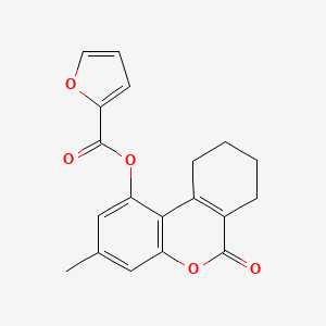 molecular formula C19H16O5 B5543403 3-METHYL-6-OXO-6H,7H,8H,9H,10H-CYCLOHEXA[C]CHROMEN-1-YL FURAN-2-CARBOXYLATE 