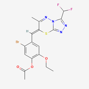 molecular formula C17H15BrF2N4O3S B5543454 5-BROMO-4-{[3-(DIFLUOROMETHYL)-6-METHYL-7H-[1,2,4]TRIAZOLO[3,4-B][1,3,4]THIADIAZIN-7-YLIDEN]METHYL}-2-ETHOXYPHENYL ACETATE 