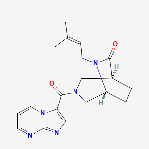 molecular formula C20H25N5O2 B5543527 (1S,5R)-6-(3-methylbut-2-enyl)-3-(2-methylimidazo[1,2-a]pyrimidine-3-carbonyl)-3,6-diazabicyclo[3.2.2]nonan-7-one 