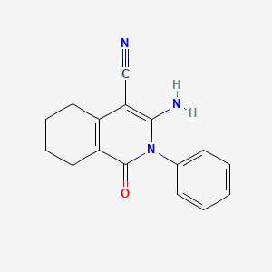 molecular formula C16H15N3O B5543555 3-Amino-1-oxo-2-phenyl-1,2,5,6,7,8-hexahydroisoquinoline-4-carbonitrile 