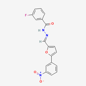 molecular formula C18H12FN3O4 B5543574 3-fluoro-N'-{(E)-[5-(3-nitrophenyl)furan-2-yl]methylidene}benzohydrazide 