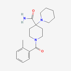 molecular formula C19H27N3O2 B5543614 1'-(2-METHYLBENZOYL)-[1,4'-BIPIPERIDINE]-4'-CARBOXAMIDE 