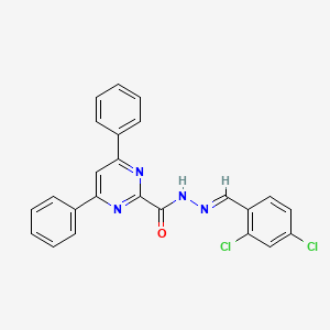 molecular formula C24H16Cl2N4O B5543702 N-[(E)-(2,4-dichlorophenyl)methylideneamino]-4,6-diphenylpyrimidine-2-carboxamide 