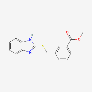 molecular formula C16H14N2O2S B5543726 METHYL 3-[(1H-1,3-BENZODIAZOL-2-YLSULFANYL)METHYL]BENZOATE 