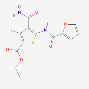 molecular formula C14H14N2O5S B5543753 ETHYL 4-(AMINOCARBONYL)-5-[(2-FURYLCARBONYL)AMINO]-3-METHYL-2-THIOPHENECARBOXYLATE 
