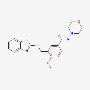 molecular formula C20H21N3O2S2 B5543796 N-((E)-1-{3-[(1,3-BENZOTHIAZOL-2-YLSULFANYL)METHYL]-4-METHOXYPHENYL}METHYLIDENE)-N-MORPHOLINOAMINE 