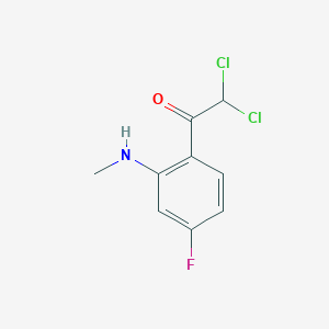 molecular formula C9H8Cl2FNO B055439 2,2-Dichloro-1-[4-fluoro-2-(methylamino)phenyl]ethanone CAS No. 123732-74-1