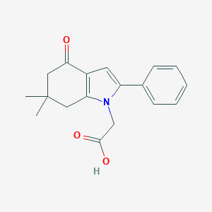 molecular formula C18H19NO3 B055441 (6,6-Dimethyl-4-oxo-2-phenyl-4,5,6,7-tetrahydro-indol-1-yl)-acetic acid CAS No. 121626-22-0