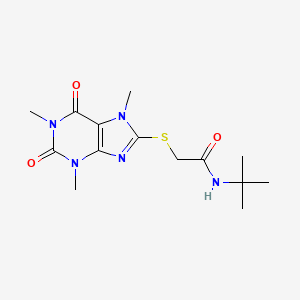 molecular formula C14H21N5O3S B5544100 N~1~-(TERT-BUTYL)-2-[(1,3,7-TRIMETHYL-2,6-DIOXO-2,3,6,7-TETRAHYDRO-1H-PURIN-8-YL)SULFANYL]ACETAMIDE 
