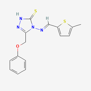 molecular formula C15H14N4OS2 B5544134 4-{[(E)-(5-methyl-2-thienyl)methylidene]amino}-5-(phenoxymethyl)-4H-1,2,4-triazole-3-thiol 