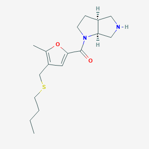 molecular formula C17H26N2O2S B5544183 [(3aS,6aS)-3,3a,4,5,6,6a-hexahydro-2H-pyrrolo[2,3-c]pyrrol-1-yl]-[4-(butylsulfanylmethyl)-5-methylfuran-2-yl]methanone 