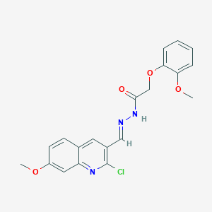 molecular formula C20H18ClN3O4 B5544306 N-[(E)-(2-chloro-7-methoxyquinolin-3-yl)methylideneamino]-2-(2-methoxyphenoxy)acetamide 