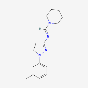 molecular formula C16H22N4 B5544419 (E)-N-[1-(3-Methylphenyl)-4,5-dihydro-1H-pyrazol-3-YL]-1-(piperidin-1-YL)methanimine 