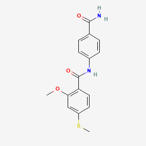 molecular formula C16H16N2O3S B5544524 N-(4-carbamoylphenyl)-2-methoxy-4-(methylsulfanyl)benzamide 