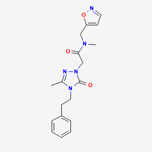 molecular formula C18H21N5O3 B5544632 N-methyl-2-[3-methyl-5-oxo-4-(2-phenylethyl)-1,2,4-triazol-1-yl]-N-(1,2-oxazol-5-ylmethyl)acetamide 