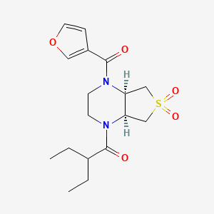 molecular formula C17H24N2O5S B5544787 1-[(4aS,7aR)-1-(furan-3-carbonyl)-6,6-dioxo-2,3,4a,5,7,7a-hexahydrothieno[3,4-b]pyrazin-4-yl]-2-ethylbutan-1-one 