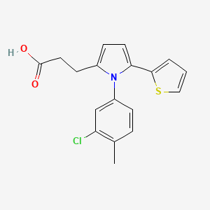 molecular formula C18H16ClNO2S B5544811 3-[1-(3-chloro-4-methylphenyl)-5-(thiophen-2-yl)-1H-pyrrol-2-yl]propanoic acid 