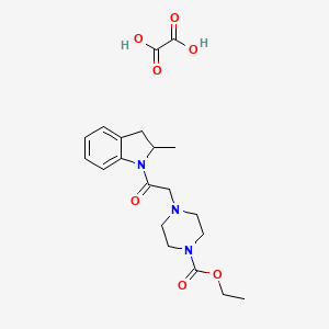 molecular formula C20H27N3O7 B5545060 Ethyl 4-[2-(2-methyl-2,3-dihydroindol-1-yl)-2-oxoethyl]piperazine-1-carboxylate;oxalic acid 