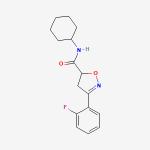 molecular formula C16H19FN2O2 B5545216 N~5~-CYCLOHEXYL-3-(2-FLUOROPHENYL)-4,5-DIHYDRO-5-ISOXAZOLECARBOXAMIDE 