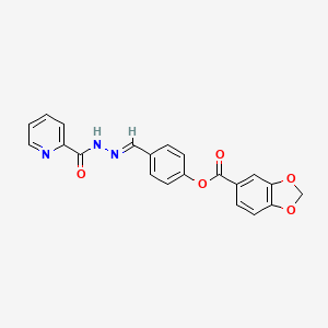 molecular formula C21H15N3O5 B5545284 [4-[(E)-(pyridine-2-carbonylhydrazinylidene)methyl]phenyl] 1,3-benzodioxole-5-carboxylate 