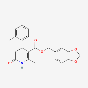 molecular formula C22H21NO5 B5545317 (2H-1,3-BENZODIOXOL-5-YL)METHYL 2-METHYL-4-(2-METHYLPHENYL)-6-OXO-1,4,5,6-TETRAHYDROPYRIDINE-3-CARBOXYLATE 