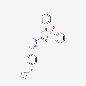 molecular formula C25H25N3O4S2 B5545622 N-(4-METHYLPHENYL)-N-({N'-[(E)-[4-(THIETAN-3-YLOXY)PHENYL]METHYLIDENE]HYDRAZINECARBONYL}METHYL)BENZENESULFONAMIDE 
