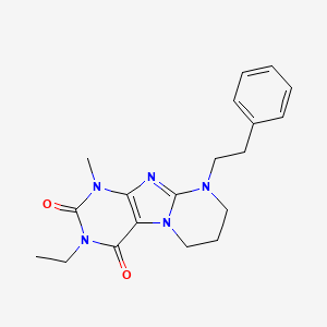 molecular formula C19H23N5O2 B5545743 3-ethyl-1-methyl-9-phenethyl-6,7,8,9-tetrahydropyrimido[2,1-f]purine-2,4(1H,3H)-dione 